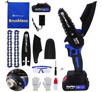 Brushless Mini Cordless Chainsaw 4 Inch, Handheld Mini Chainsaw Cordless, Mini Chain Saw Electric Small Chainsaw for Wood Cutting,Tree Pruning & Garden,Rechargeable 1.5Ah Battery and Charger Included
