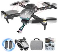 Brushless Motor Drone with Camera-4K FPV Foldable Drone with Carrying Case,40 mins of Battery Life,Two 1600MAH,120° Adjustable Lens,One Key Take Off/Land,Altitude Hold,Christmas gifts,360° Flip