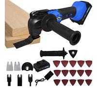 Brushless Oscillating Tool, DIY 300W 6 Variable Speed Brushless Cordless Oscillating Multi-Tool Kit with 1.5Ah Battery & Charger, 4° Oscillating Angle, 19pcs Accessories for Cutting/Grinding/Sanding