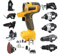 Brushless Power Tool Combo Kit,Cordless Drill Set,for Woodworking,Furniture Repair and DIY Projects,Easy to Handle (Yellow)