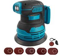 Brushless Random Orbital Sander Compatible with Makita 18V Battery, 5" Brushelss Electric Random Palm Sander with 20pcs 125mm Sandpaper, 3-Speed Rotation 8 Hole