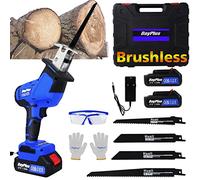 Brushless Reciprocating Saw Cordless Power Tool Kit with 4 Blades, 1900SPM Variable Speed Electric Sabre Saw 21V with 2x1.5Ah Batteries, Tool-Free Blade Change for Wood Tree Branches Tables PVC Metal