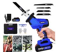 Brushless Reciprocating Saw, Wood Tree Branch Metal Bone Pipe Electric Cutting Saw Cordless Recip Saw Battery Powered, 4 Saw Blades, Variable Speed, Safty Lock(1 Battery and Charger)