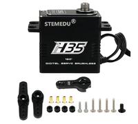 Brushless Servo 35KG High Torque Digital RC Servo Motor All-metal Case Steel Gears Steering Servo with 25T Horn Arm for 1/8 1/10 Remote Control Car Crawler, Control Angle 180°