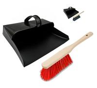 Brushmann Enclosed Metal Dustpan and Hand Brush Set (Hard PVC Bristle Brush)