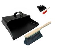 Brushmann Enclosed Metal Dustpan and Hand Brush Set (Soft Bristle Brush)