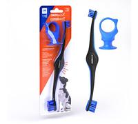 BrushMate Pet Toothbrush & BiteBlock Combo Pack for Dogs (Medium, Blue)