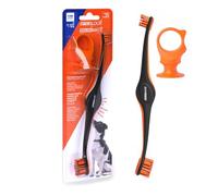 BrushMate Pet Toothbrush & BiteBlock Combo Pack for Puppies' Dogs and Cats (Medium, Orange)