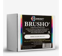 Brusho : Crystal Colours : Powder Paint : 15g : Intro Pack : Warm Colours : Set of 5 with Thickener