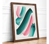 Brushstroke Dance Minimalist Framed Wall Art Print A2 Walnut | Ready to Hang, Premium Gi Paper, Fade-Resistant Inks, Securely Packaged, UK Made