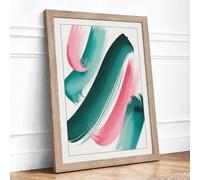 Brushstroke Dance Minimalist Framed Wall Art Print A3 (42×29.7cm) Oak, Wall Decor for Living Room, Bedroom, Office & Home, Ready to Hang, Art Gift