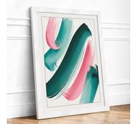 Brushstroke Dance Minimalist Framed Wall Art Print A4 (29.7×21cm) White, Wall Decor for Living Room, Bedroom, Office & Home, Ready to Hang, Art Gift