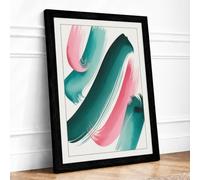 Brushstroke Dance Minimalist Framed Wall Art Print A4 Black | Ready to Hang, Premium Gi Paper, Fade-Resistant Inks, Securely Packaged, UK Made