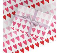 Brushstroke Heart Wrapping Paper Gift Wrap - Valentine's Day, Wedding, Anniversary, Birthday Present Wrap - Recyclable Eco Friendly Gift Paper by Dyefor - Small Roll (50cm x 2.2m)