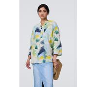 Brushstroke Print Relaxed 3/4 Sleeve Blouse Izabel London Beige L