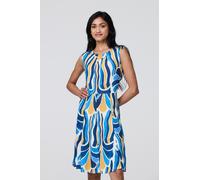 Brushstroke Print Sleeveless Knee Length Dress Izabel London Blue L
