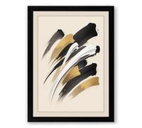 Brushstroke Study Minimalist Framed Wall Art Print A2 (59.4×42cm) Black, Wall Decor for Living Room, Bedroom, Office & Home, Ready to Hang, Art Gift
