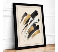 Brushstroke Study Minimalist Framed Wall Art Print A4 (29.7×21cm) Black, Wall Decor for Living Room, Bedroom, Office & Home, Ready to Hang, Art Gift