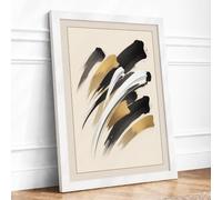 Brushstroke Study Minimalist Framed Wall Art Print A4 (29.7×21cm) White, Wall Decor for Living Room, Bedroom, Office & Home, Ready to Hang, Art Gift