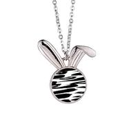 Brushwork Chinese Painting Texture Rabbit Necklace Pendant Bunny Animal Jewelry Gift