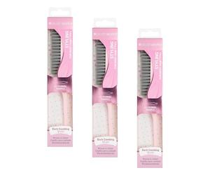 Brushworks Back Comb Teasing Brush with Precision Tail - Salon-Style Volume & Slick Back Looks, Nylon Bristles, Easy Grip, All Hair Types, Vegan Friendly (Pack of 3)