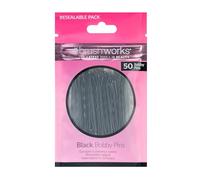Brushworks Black Bobby Pins 50-Pack - Sleek Hair Pins for Secure Hold, Hair Grips with Resealable Pack for Thick, Thin, Long, Short Hair, Hair Clips for Updos, Weddings, Sectioning, Everyday Styling