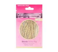 Brushworks Blonde Bobby Pins 50-Pack - Sleek Hair Pins for Secure Hold, Hair Grips with Resealable Pack for Thick, Thin, Long, Short Hair, Hair Clips for Updos, Weddings, Sectioning, Everyday Styling