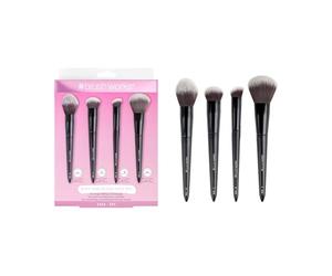 Brushworks Buff & Blend Face Set - 4-Piece Makeup Brush Set for Foundation, Powder, Bronzer & Concealer, Flawless Makeup Base, Vegan & Cruelty Free