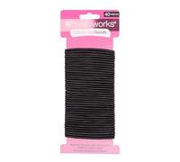 Brushworks Classic Black Hairbands 40 Pack - Strong & Stretchy Elastic Hair Ties for Ponytails, Buns & Braids, Secure Hold & Gentle on Hair