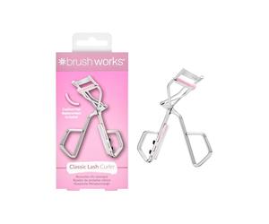 Brushworks Classic Lash Curler - Stainless Steel Precision Eyelash Curler with Soft Silicone Pads & Replacement Pad, Lash Curling Tool for All Eye Shapes & Salon-Style Results