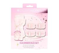 Brushworks Cleanser Duo Set - Ultra-Soft Microfibre Headband & Absorbent Wrist Wash Bands for Easy Cleansing Routines & Mess-Free Skincare