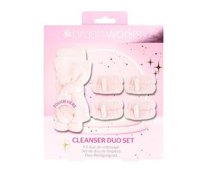 Brushworks Cleanser Duo Set - Ultra-Soft Microfibre Headband & Absorbent Wrist Wash Bands for Easy Cleansing Routines & Mess-Free Skincare