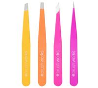 Brushworks 4 Piece Combination Tweezer Set - Brights