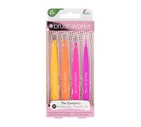 Brushworks Complete Tweezer Set - 4 Stainless Steel Precision Tweezers for Brows, Ingrown Hairs & Lash Application - Slanted, Straight, Slanted Point & Pointed Tweezers (Brights)