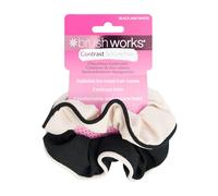 Brushworks Contrast Scrunchies - 2 Pack Black & Cream Hair Scrunchies for Ponytails, Buns & Everyday Hairstyles, Soft Fabric Hair Accessories for Women