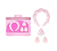 Brushworks Dream Blend Set (Pink) - Squishy Cloud Headband, Foundation Complexion Sponges & Powder Puffs for Flawless Makeup Application and Airbrushed Results