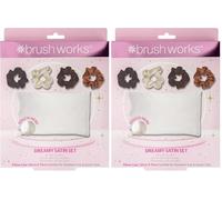 Brushworks Dreamy Satin Pillowcase & 4 Satin Hair Scrunchies Set - Gentle on Hair & Skin, Anti-Frizz, No Pulling, Thin and Thick Curly Hair, Straight hair (Pack of 2)