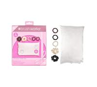 Brushworks Dreamy Satin Set - Luxe Satin Pillowcase, 2 Scrunchies & 3 Skinny Scrunchies
