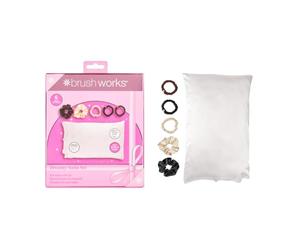Brushworks Dreamy Satin Set - Luxe Satin Pillowcase, 2 Scrunchies & 3 Skinny Scrunchies