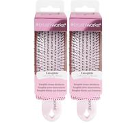 Brushworks Easyglide Detangling Brush - Travel-Friendly Hairbrush with Flexible Dual-Length Pins for Smoothing & Detangling Knots, Wet or Dry Hair (Pack of 2)