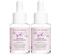 Brushworks Gradual Tanning Drops 30ml - Customisable Self Tanner with Fast Absorbing, Hydrating Formula, Vegan & Fragrance Free (Pack of 2)