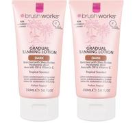 Brushworks Gradual Tanning Lotion Dark 150ml - Gradual Tan for a Radiant Sun Kissed Glow, Lightweight, Fast-Absorbing Self Tan with Skincare Ingredients, Tropical Scented, Vegan & Cruelty Free