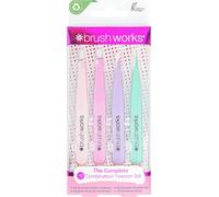 Brushworks HD 4 Piece Combination Tweezer Set - Pastels