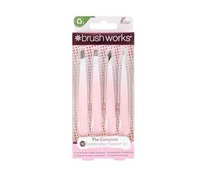 Brushworks HD 4 Piece Combination Tweezer Set - White