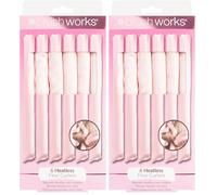 Brushworks Heatless Flexi Curlers - 6 Soft Flexible Satin Hair Curling Rods for Overnight Curls | Create Effortless, Heat-Free Curls & Waves Without Damage (Pack of 2)