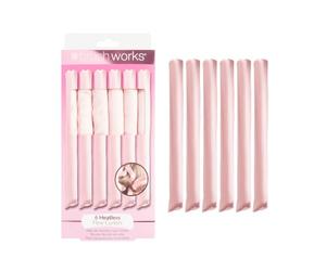 Brushworks Heatless Flexi Curlers - 6 Soft Flexible Satin Hair Curling Rods for Overnight Curls | Create Effortless, Heat-Free Curls & Waves Without Damage
