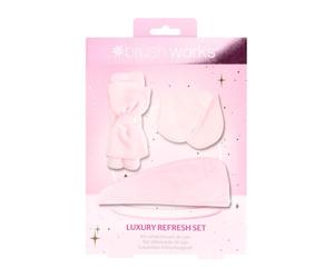 Brushworks Luxury Refresh Set - Ultra-Soft Microfibre Headband, Cleansing Cloth & Hair Towel Trio for Daily Skincare, Haircare and At-Home Pampering