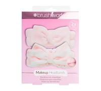 Brushworks Makeup Headbands - 2 Pack Soft Elastic Spa Hair Bands with Bow for Skincare, Facials & Makeup Application | Gentle, Absorbent & Vegan Friendly