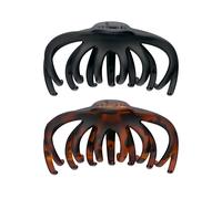Brushworks Matte Octopus Claw Clips (2 Pack) - Black & Tortoiseshell Hair Clips with Strong Grip for Thick Hair, Updos & Half-Up Styles, Elegant & Everyday Styling