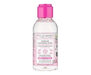 Brushworks Micellar Cleansing Water 100ml - Travel Size Makeup Remover with Vitamin E, Aloe Vera & Pro Vitamin B5 for Face, Eyes & Lips, Fragrance Free & Vegan